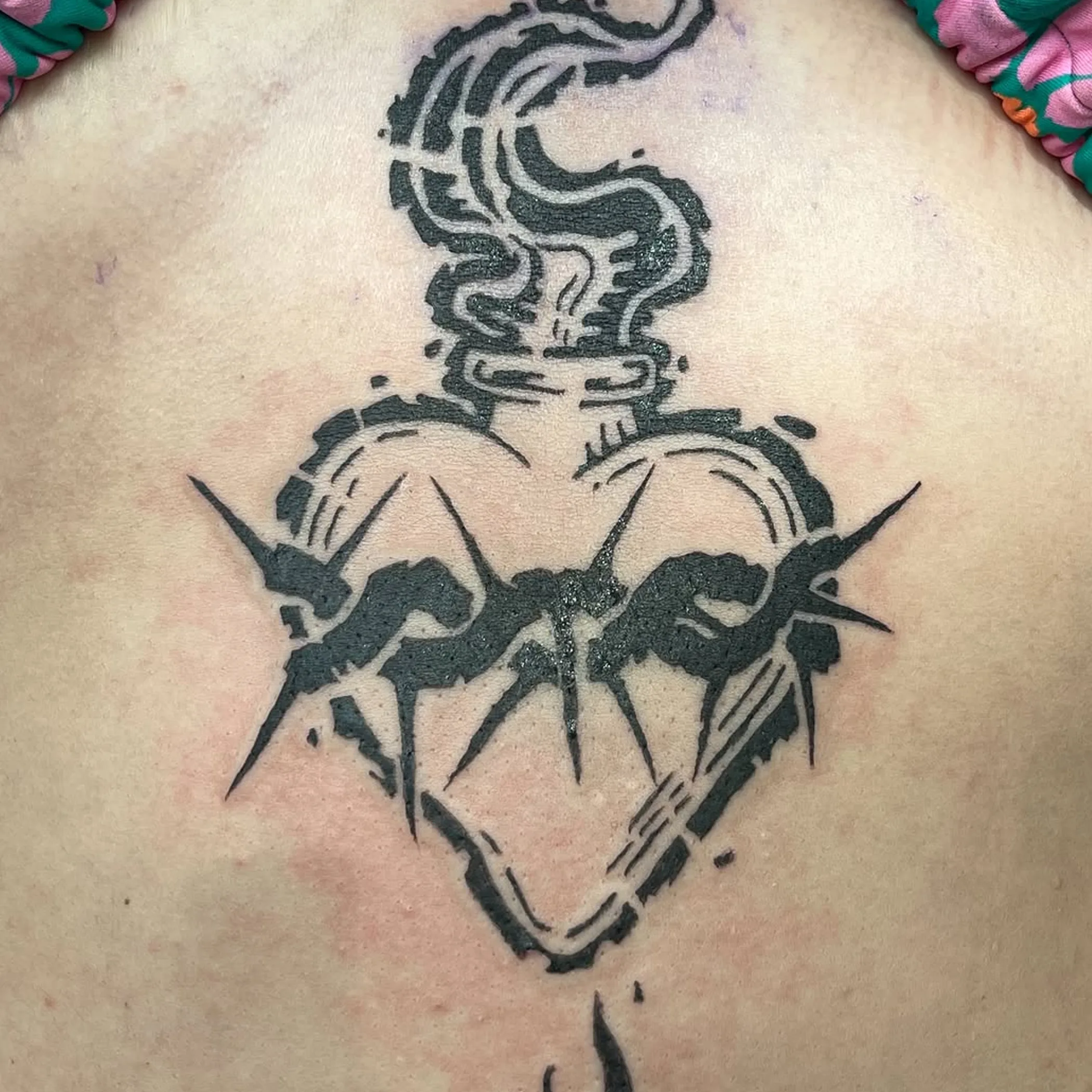 close-up of a colorful tattoo on skin